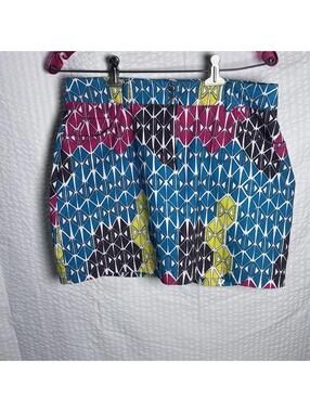 Slazenger Womens Geometric Golf Skort Turquoise Yellow Pink Pockets Size 4 EUC